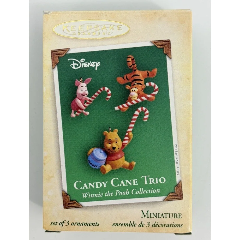 Hallmark Winnie the Pooh Collection Candy Cane Trio Miniature Keepsake Ornament
